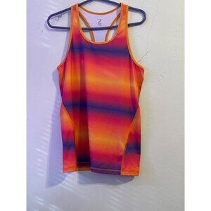 Z by ZELLE Women's Orange Pink Purple Rainbow Ombre Racerback Tank Top Large
